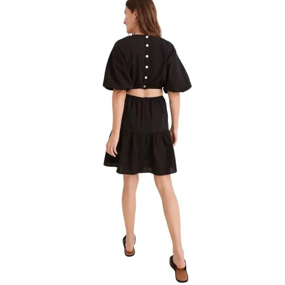 Madewell Seersucker Puff Sleeve Cutout Mini Dress Sz Xl New - Picture 2 of 16